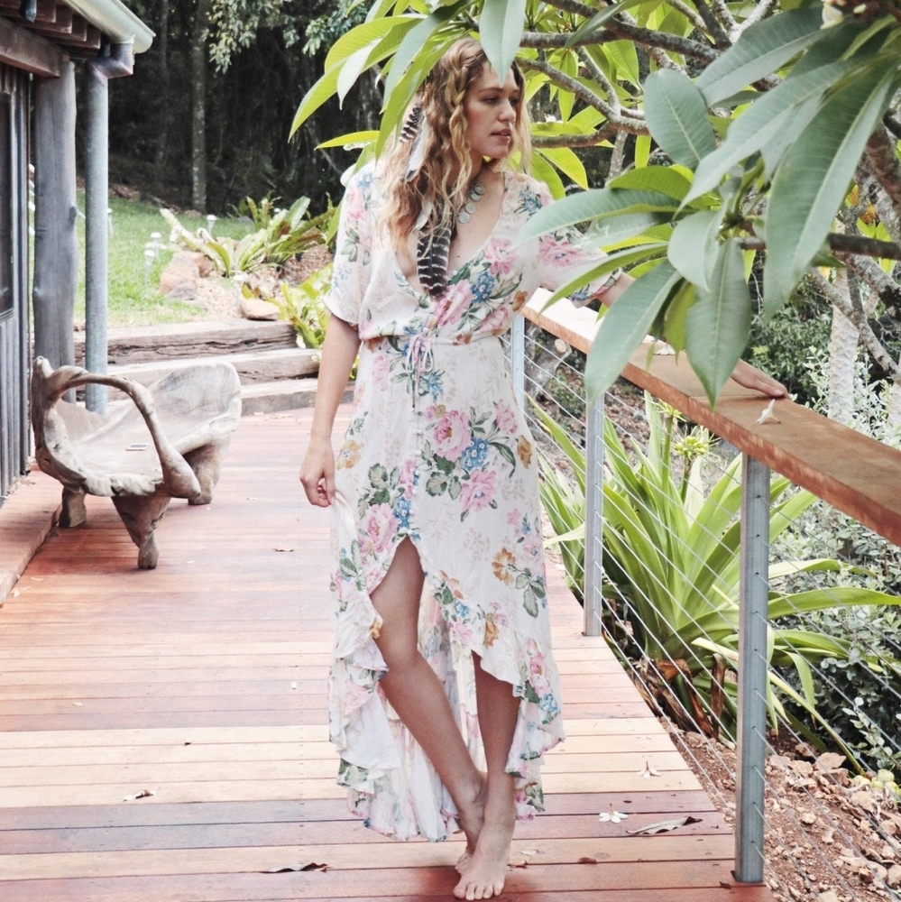 New auguste delilah maxi dress natural bloom 6 XS - Picture 9 of 16